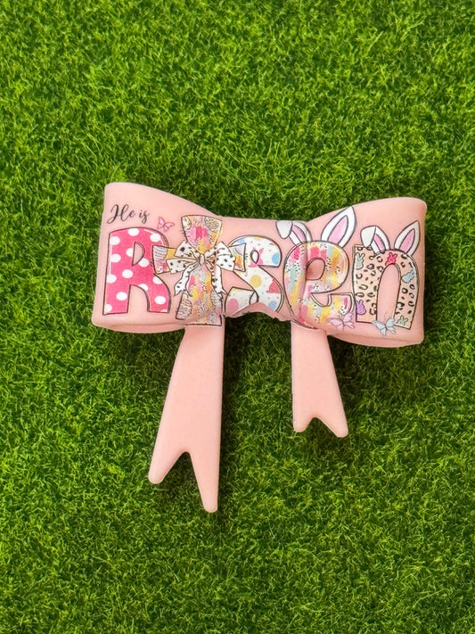Risen Easter Large Bow silicone focal bead -1
