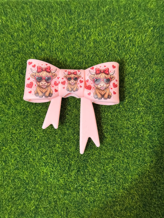 Cow Silicone Focal bead Bow