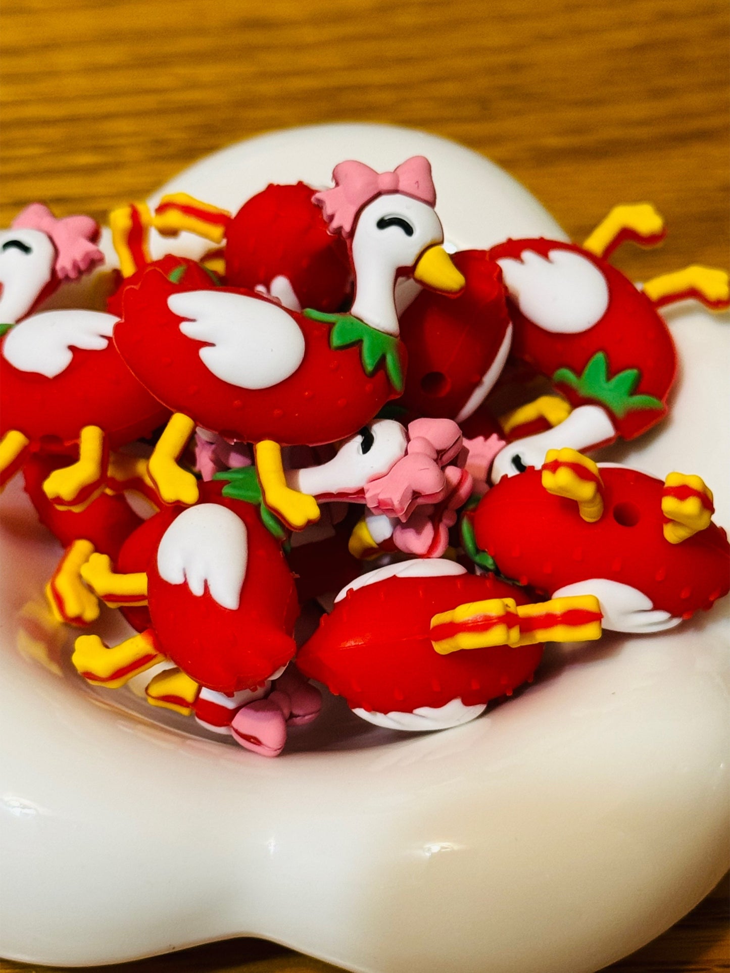 Strawberry Goose Silicone focal bead-1