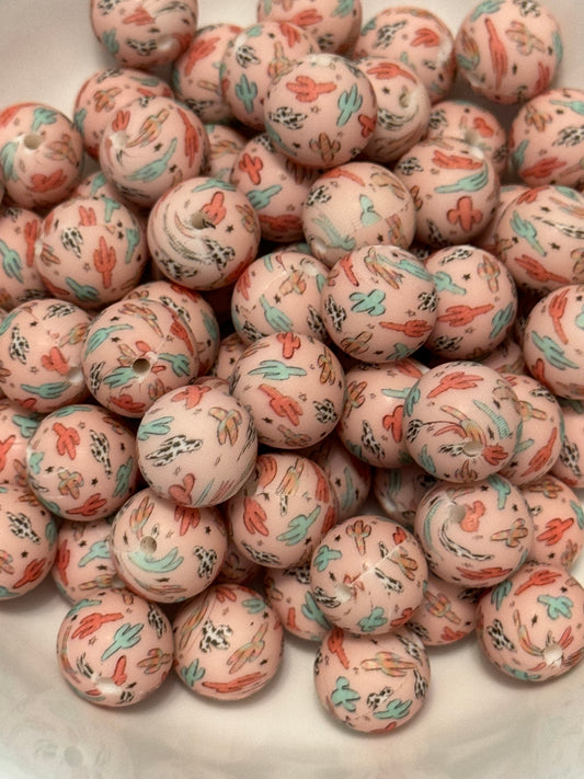 15 mm Silcone Round Printed Beads